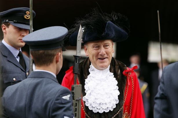 Lord mayor Geoff O'Brien attending the Battle of Britain Commemorative Parade at the Civic Centre in 2011